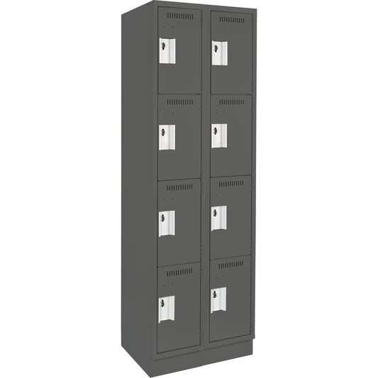 Clean Line™ Lockers, 4 -tier, Bank of 2, 24" x 12" x 76", Steel, Charcoal, Rivet (Assembled)