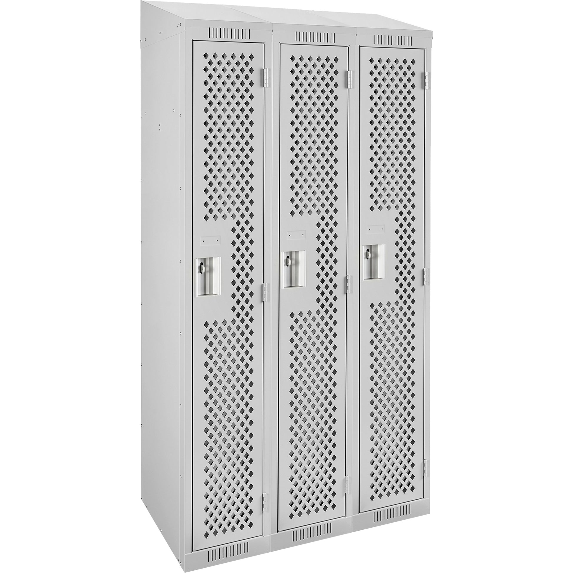 Clean Line™ Lockers, Bank of 3, 36" x 18" x 78", Steel, Grey, Rivet (Assembled), Perforated