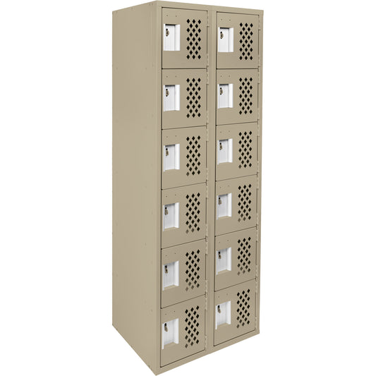 Clean-Line Perforated Lockerette, 6 -tier, Bank of 2, 12" x 72" x 12", Steel