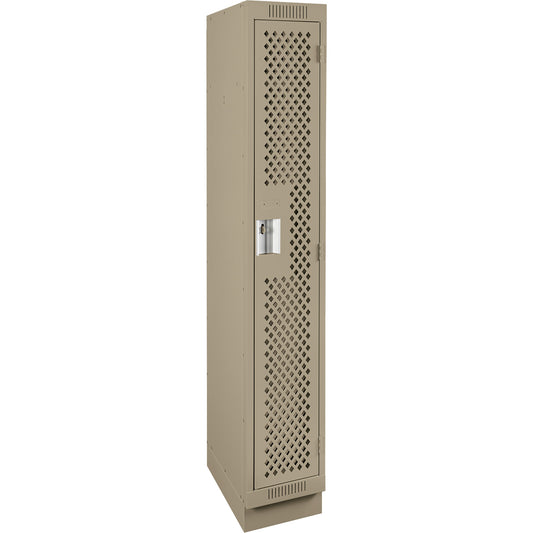 Clean Line™ Lockers, 12" x 15" x 76", Steel, Beige, Rivet (Assembled), Perforated