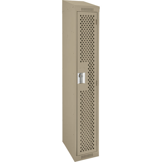 Clean Line™ Lockers, 12" x 15" x 78", Steel, Beige, Rivet (Assembled), Perforated