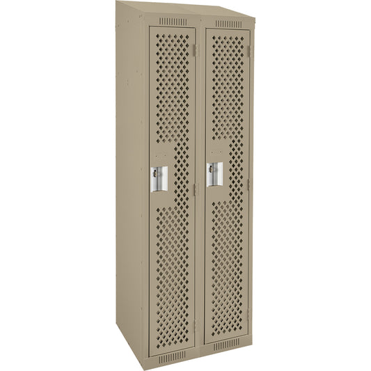 Clean Line™ Lockers, Bank of 2, 24" x 12" x 78", Steel, Beige, Rivet (Assembled), Perforated