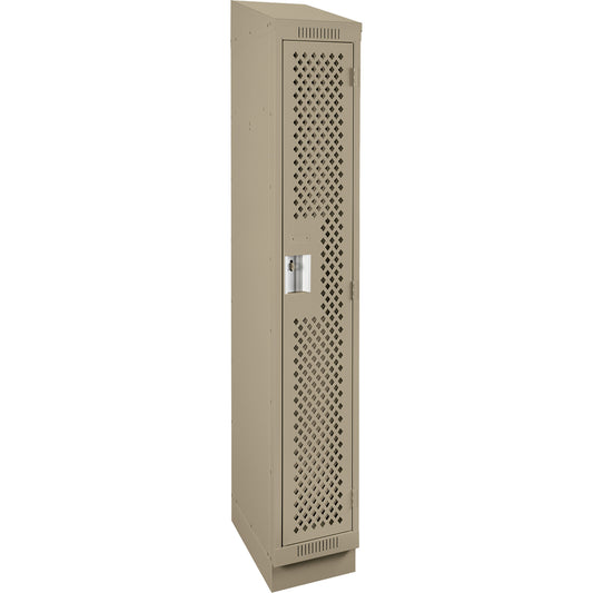 Clean Line™ Lockers, 12" x 18" x 82", Steel, Beige, Rivet (Assembled), Perforated