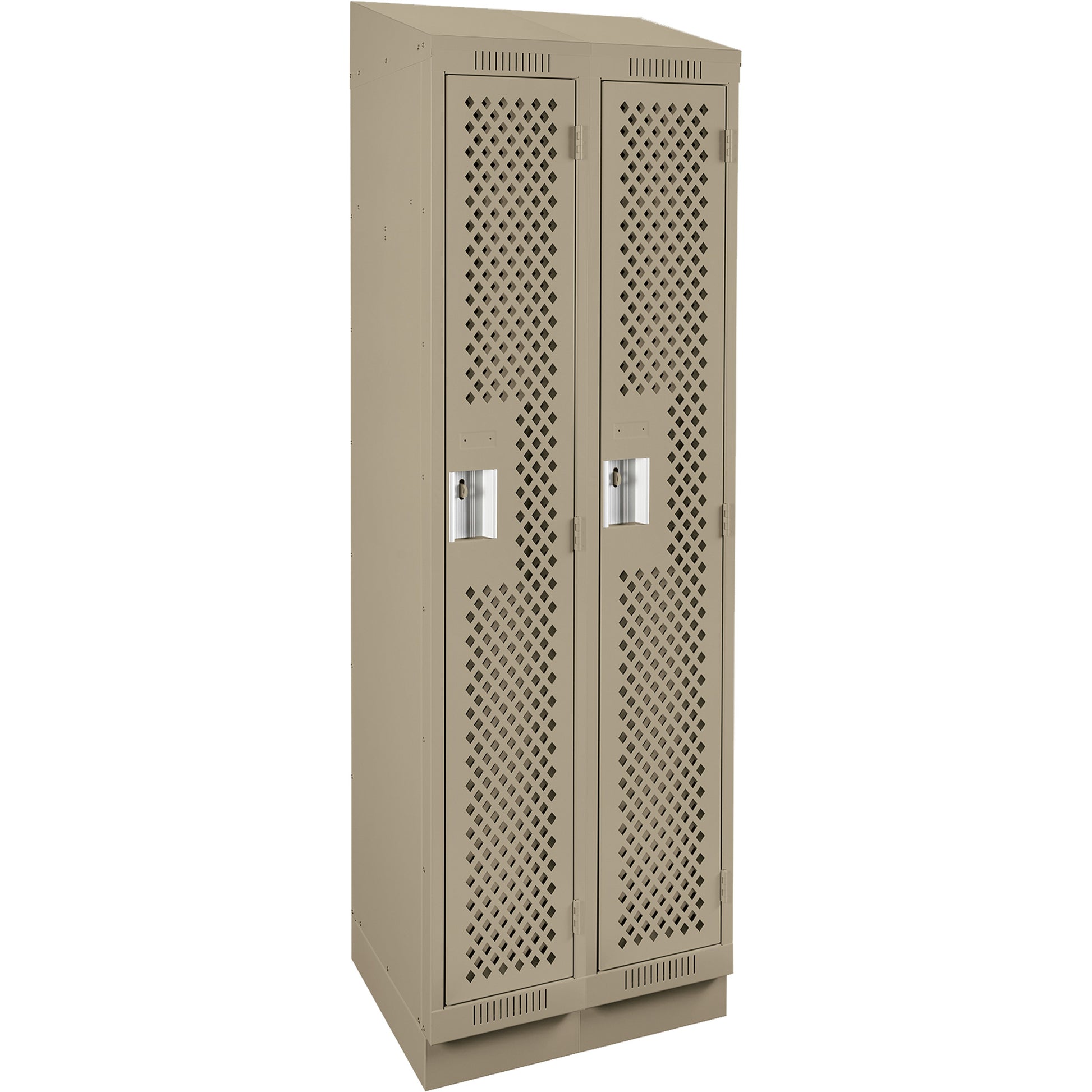 Clean Line™ Lockers, Bank of 2, 24" x 15" x 82", Steel, Beige, Rivet (Assembled), Perforated