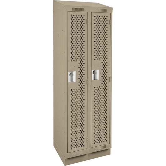 Clean Line™ Lockers, Bank of 2, 24" x 15" x 82", Steel, Beige, Rivet (Assembled), Perforated