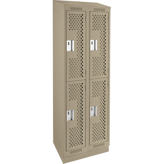 Clean Line™ Lockers, 2 -tier, Bank of 2, 24" x 18" x 82", Steel, Beige, Rivet (Assembled), Perforated