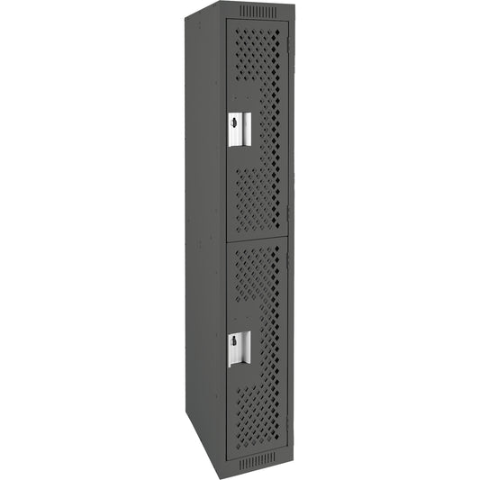 Clean Line™ Lockers, 2 -tier, 12" x 12" x 72", Steel, Charcoal, Rivet (Assembled), Perforated