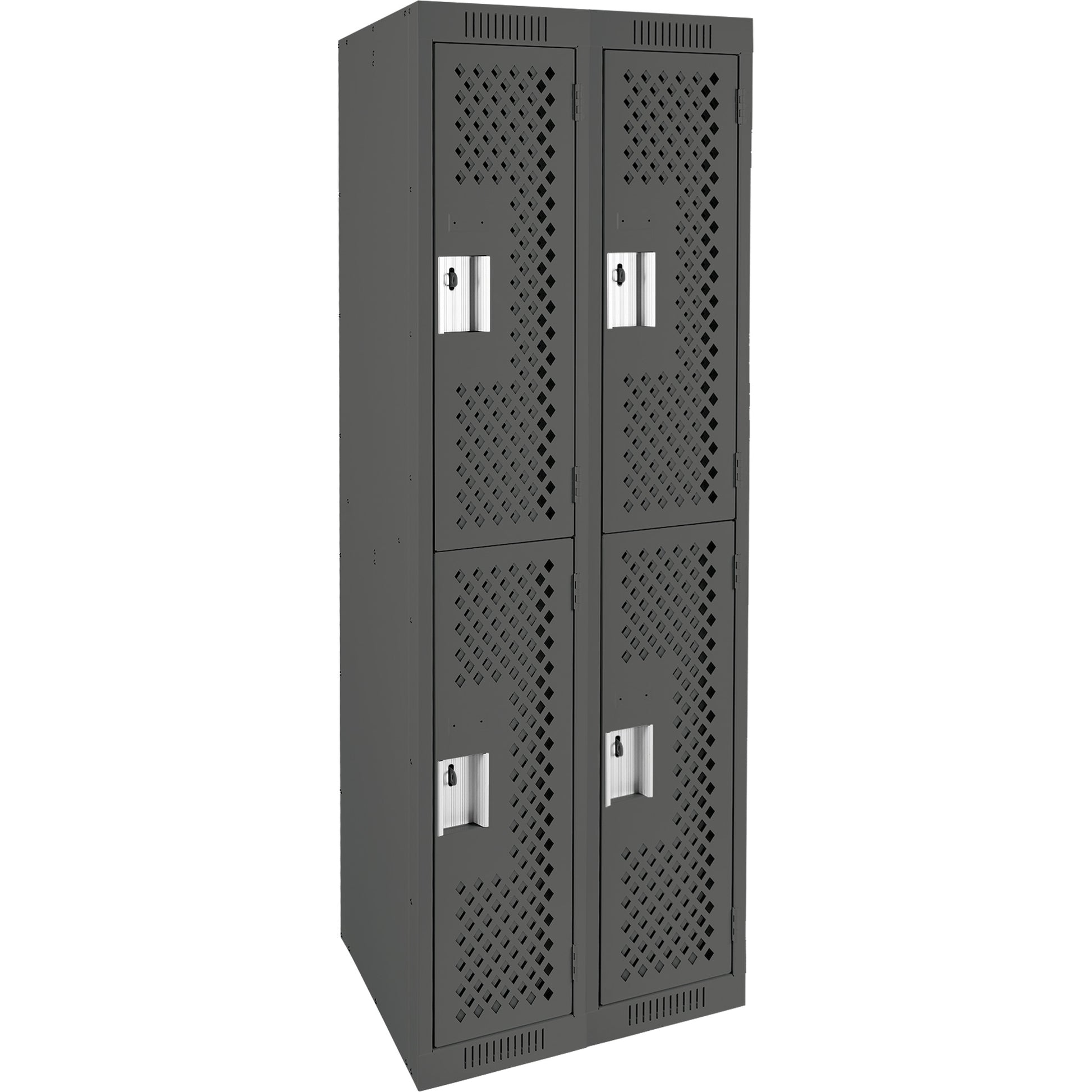 Clean Line™ Lockers, 2 -tier, Bank of 2, 24" x 18" x 72", Steel, Charcoal, Rivet (Assembled), Perforated