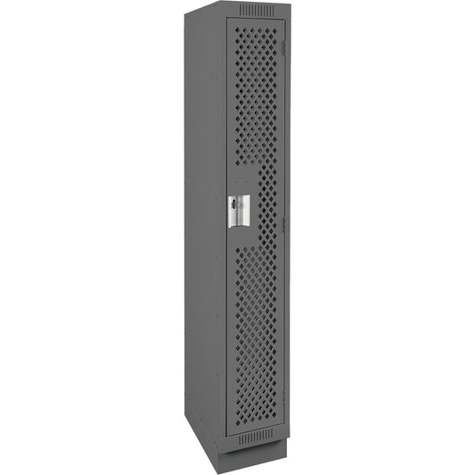 Clean Line™ Lockers, 12" x 15" x 76", Steel, Charcoal, Rivet (Assembled), Perforated