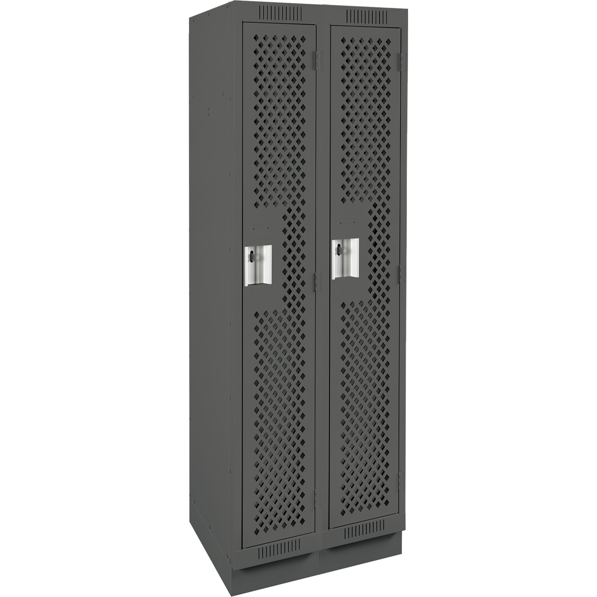 Clean Line™ Lockers, Bank of 2, 24" x 12" x 76", Steel, Charcoal, Rivet (Assembled), Perforated