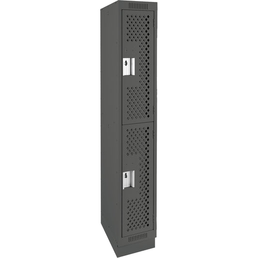 Clean Line™ Lockers, 2 -tier, 12" x 12" x 76", Steel, Charcoal, Rivet (Assembled), Perforated