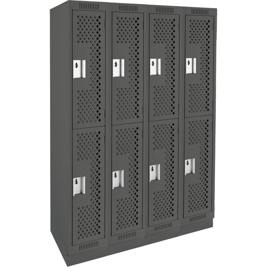 Clean Line™ Lockers, 2 -tier, Bank of 4, 48" x 18" x 76", Steel, Charcoal, Rivet (Assembled), Perforated