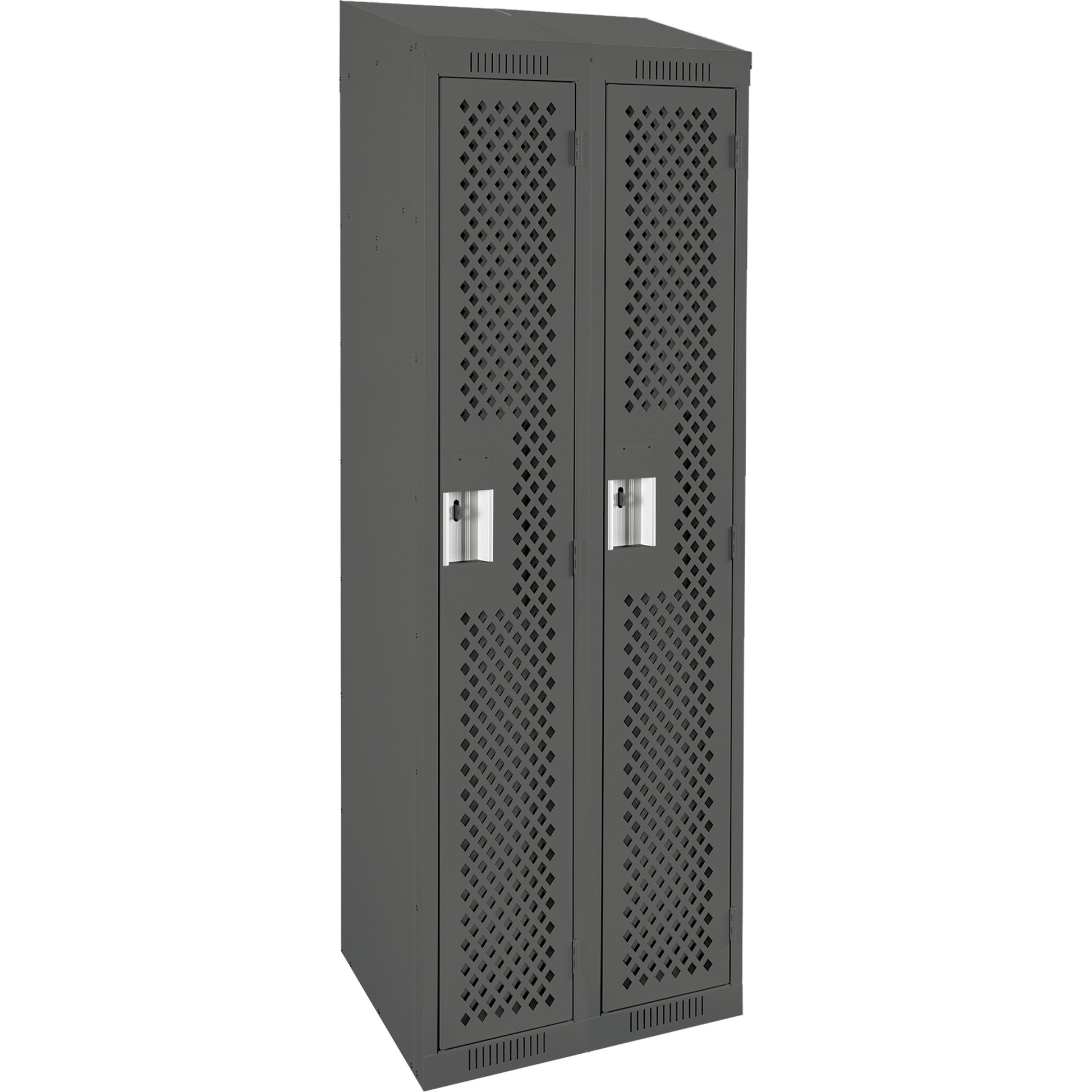 Clean Line™ Lockers, 2 -tier, Bank of 2, 24" x 15" x 78", Steel, Charcoal, Rivet (Assembled), Perforated