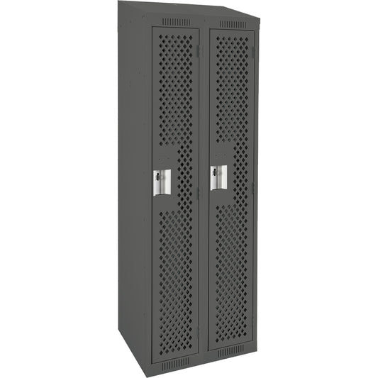 Clean Line™ Lockers, 2 -tier, Bank of 2, 24" x 15" x 78", Steel, Charcoal, Rivet (Assembled), Perforated