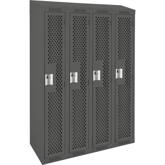 Clean Line™ Lockers, Bank of 4, 48" x 18" x 78", Steel, Charcoal, Rivet (Assembled), Perforated