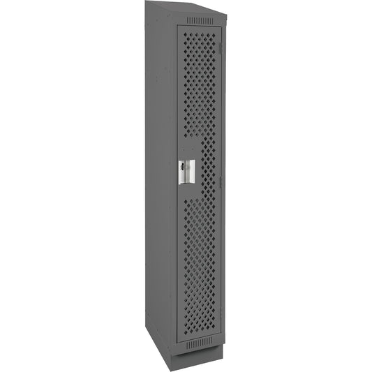 Clean Line™ Lockers, 12" x 15" x 82", Steel, Charcoal, Rivet (Assembled), Perforated