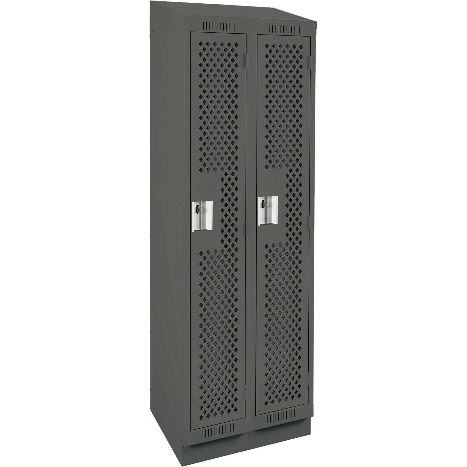 Clean Line™ Lockers, Bank of 2, 24" x 18" x 82", Steel, Charcoal, Rivet (Assembled), Perforated