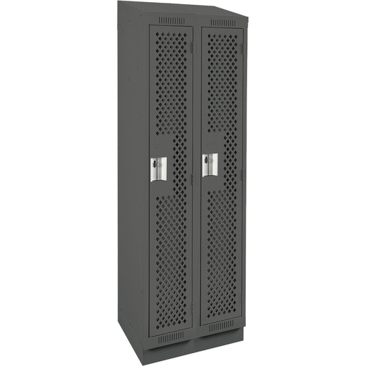 Clean Line™ Lockers, Bank of 2, 24" x 12" x 82", Steel, Charcoal, Rivet (Assembled), Perforated
