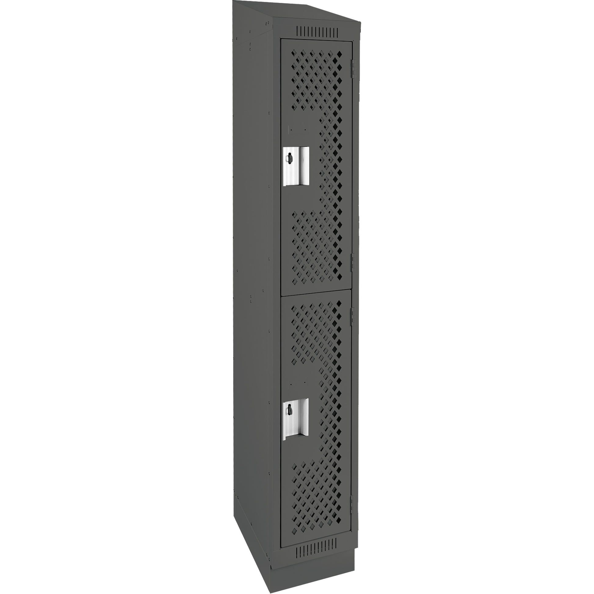 Clean Line™ Lockers, 2 -tier, 12" x 18" x 82", Steel, Charcoal, Rivet (Assembled), Perforated