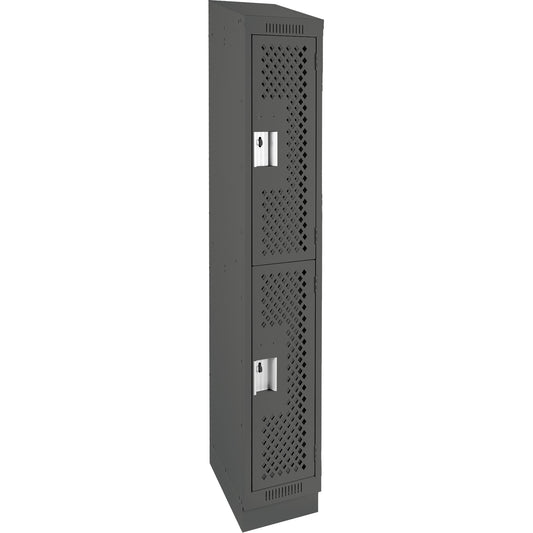 Clean Line™ Lockers, 2 -tier, 12" x 18" x 82", Steel, Charcoal, Rivet (Assembled), Perforated