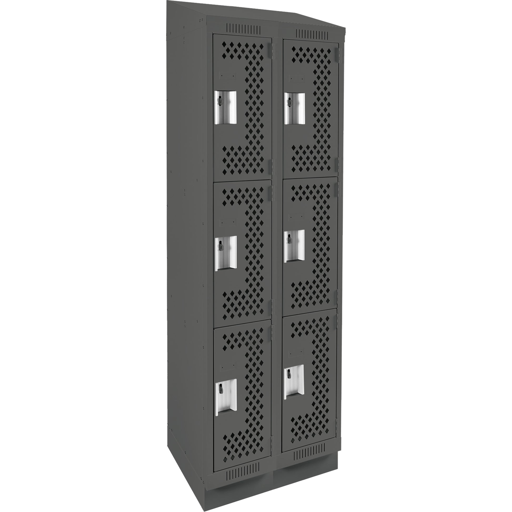 Clean Line™ Lockers, 3 -tier, Bank of 2, 24" x 12" x 82", Steel, Charcoal, Rivet (Assembled), Perforated