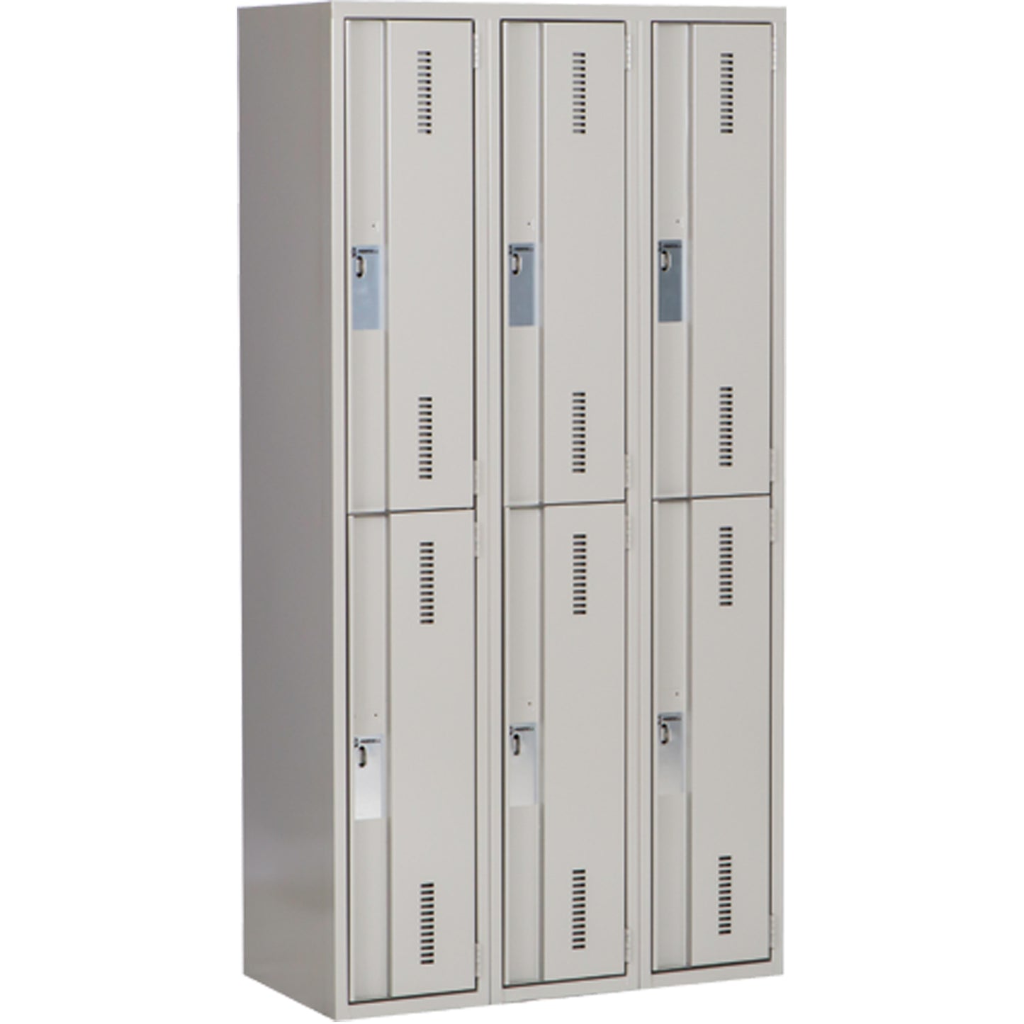 Concorde™ Heavy-Duty Lockers, 2 -tier, Bank of 3, 36" x 18" x 72", Steel, Grey, Welded (Assembled)
