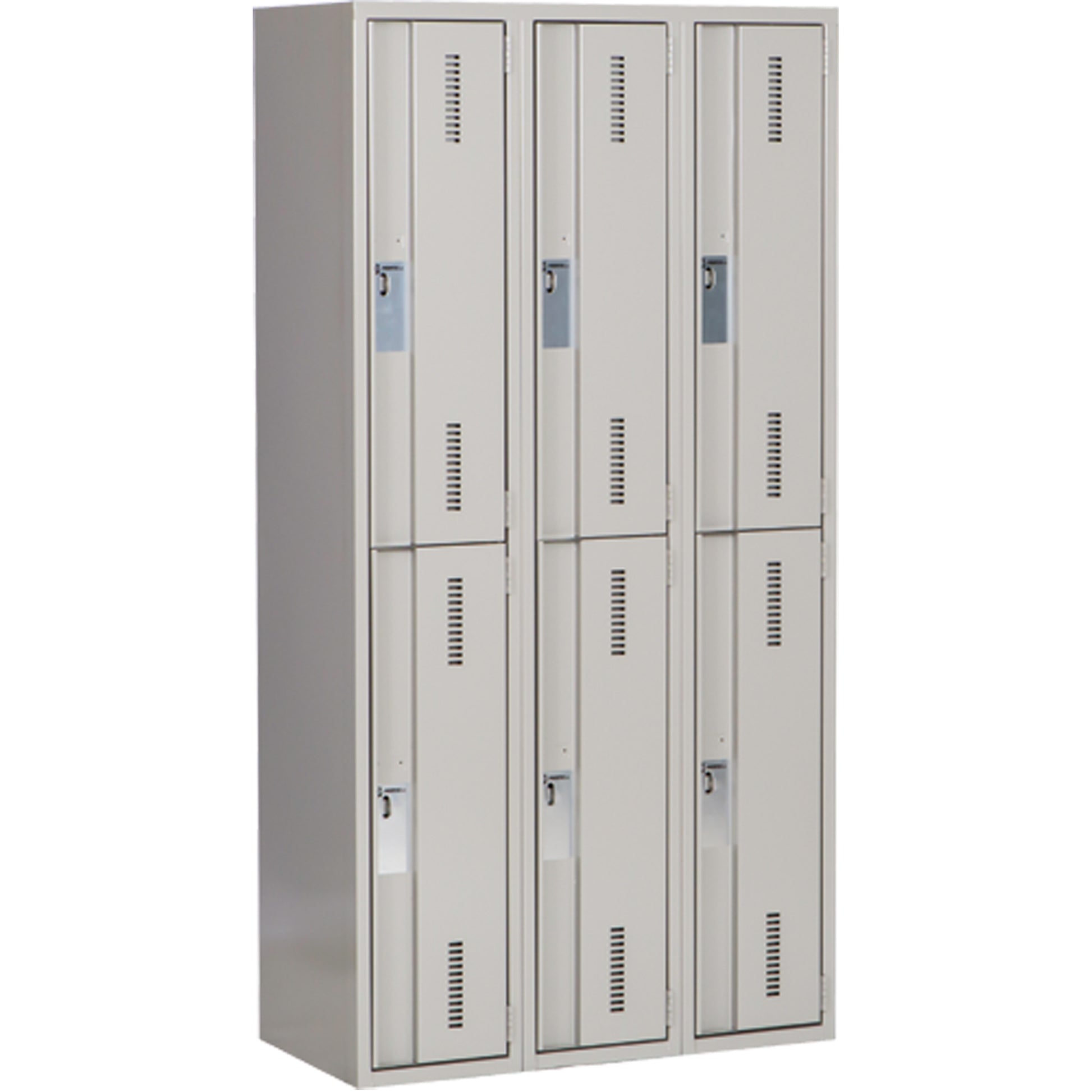 Concorde™ Heavy-Duty Lockers, 2 -tier, Bank of 3, 36" x 18" x 72", Steel, Grey, Welded (Assembled)