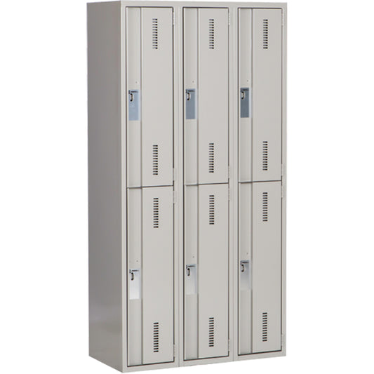 Concorde™ Heavy-Duty Lockers, 2 -tier, Bank of 3, 36" x 18" x 72", Steel, Grey, Welded (Assembled)