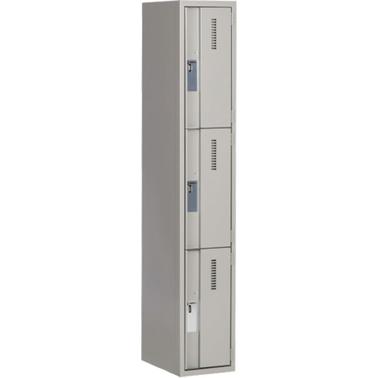 Concorde™ Heavy-Duty Lockers, 3 -tier, 12" x 18" x 72", Steel, Grey, Welded (Assembled)