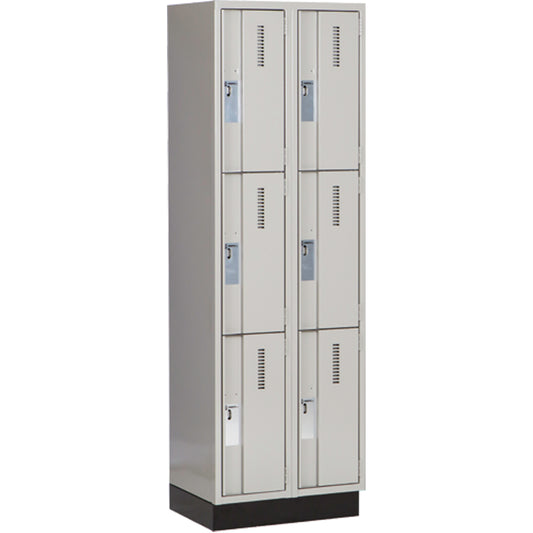 Concorde™ Heavy-Duty Lockers, 3 -tier, Bank of 2, 24" x 18" x 76", Steel, Grey, Welded (Assembled)