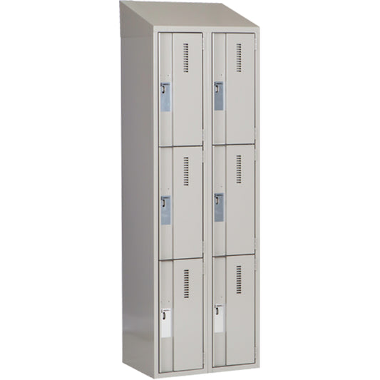 Concorde™ Heavy-Duty Lockers, 3 -tier, Bank of 2, 24" x 18" x 78", Steel, Grey, Welded (Assembled)
