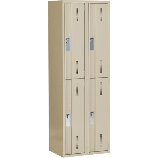 Concorde™ Heavy-Duty Lockers, 2 -tier, Bank of 2, 24" x 18" x 72", Steel, Beige, Welded (Assembled)
