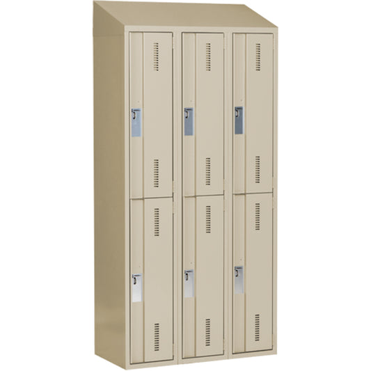 Concorde™ Heavy-Duty Lockers, 2 -tier, Bank of 3, 36" x 18" x 78", Steel, Beige, Welded (Assembled)