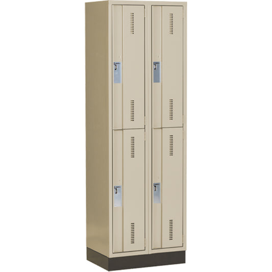Concorde™ Heavy-Duty Lockers, 2 -tier, Bank of 2, 24" x 18" x 76", Steel, Beige, Welded (Assembled)