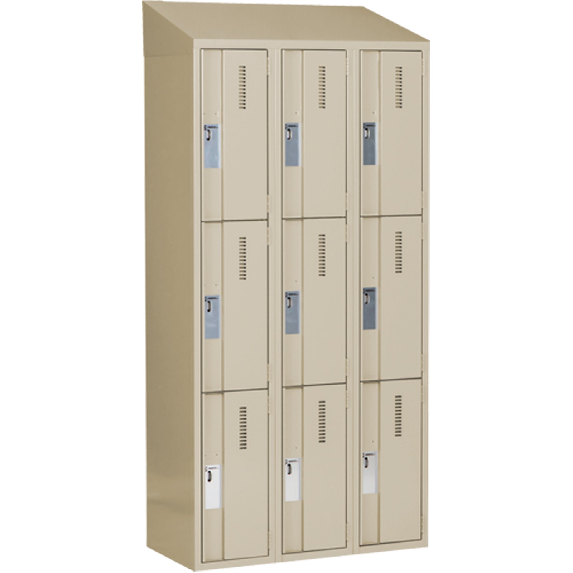 Concorde™ Heavy-Duty Lockers, 3 -tier, Bank of 3, 36" x 18" x 78", Steel, Beige, Welded (Assembled)