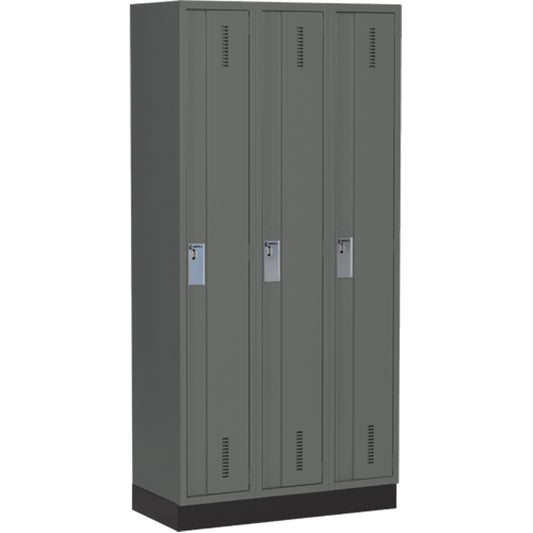 Concorde™ Heavy-Duty Lockers, Bank of 3, 36" x 18" x 76", Steel, Charcoal, Welded (Assembled)