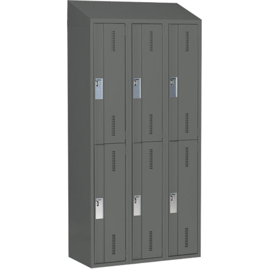 Concorde™ Heavy-Duty Lockers, 2 -tier, Bank of 3, 36" x 18" x 78", Steel, Charcoal, Welded (Assembled)