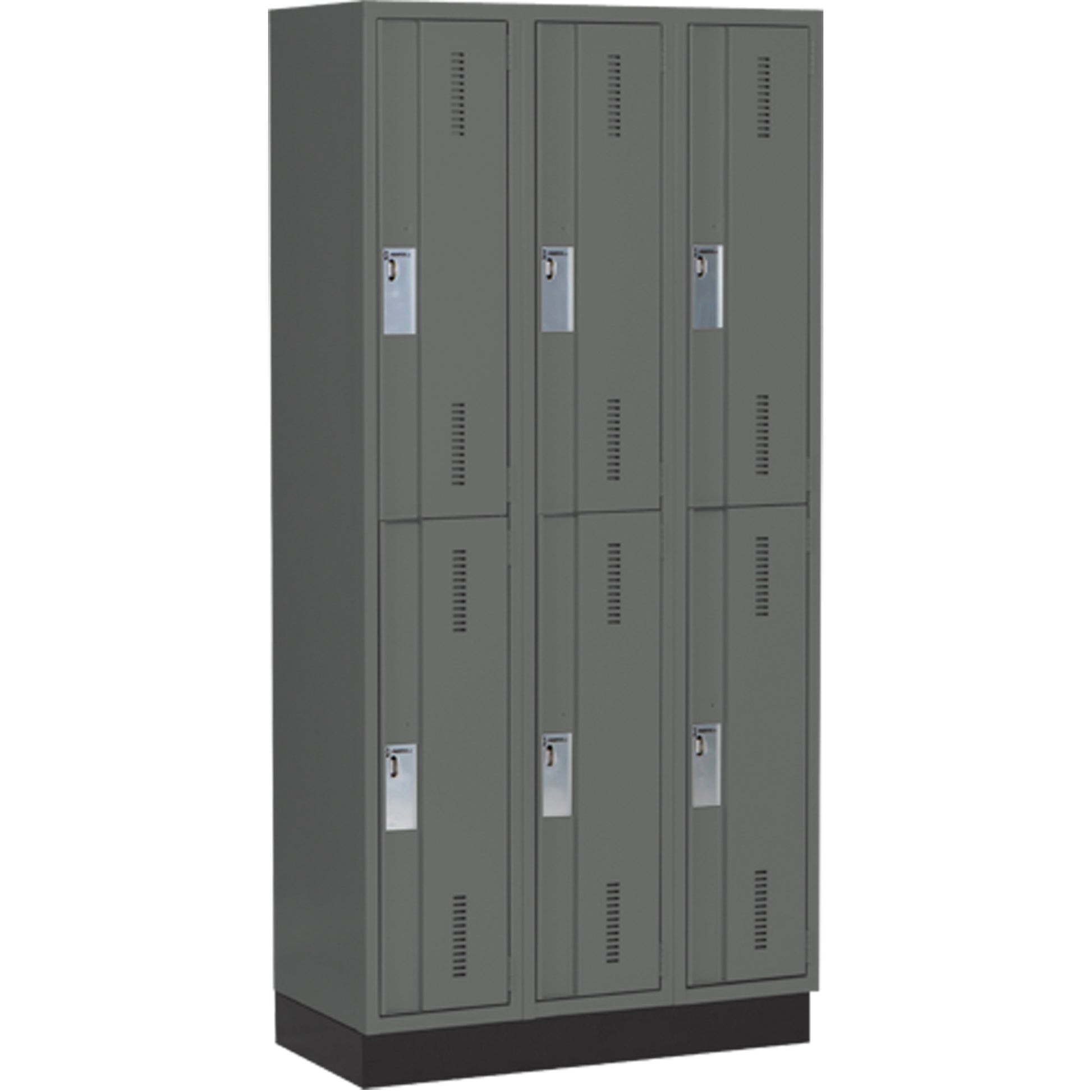 Concorde™ Heavy-Duty Lockers, 2 -tier, Bank of 3, 36" x 18" x 76", Steel, Charcoal, Welded (Assembled)