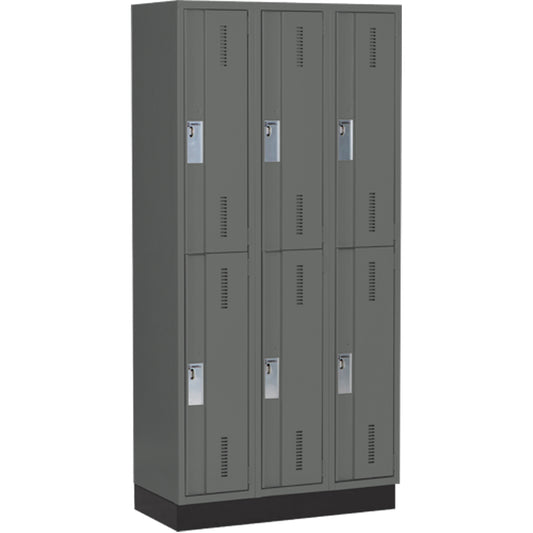 Concorde™ Heavy-Duty Lockers, 2 -tier, Bank of 3, 36" x 18" x 76", Steel, Charcoal, Welded (Assembled)