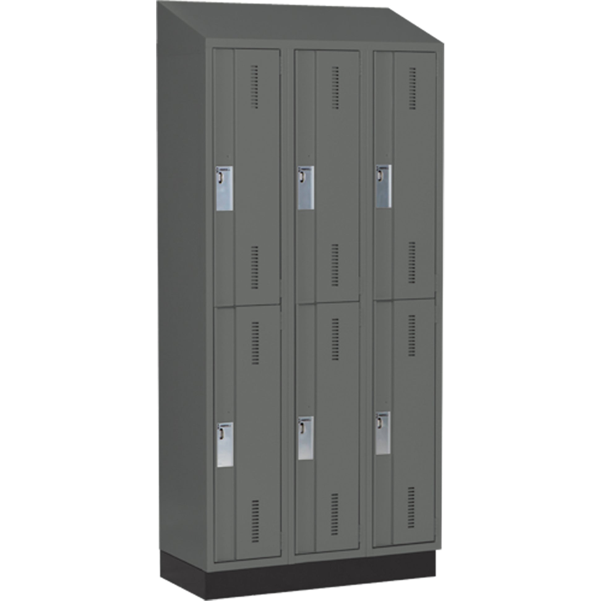 Concorde™ Heavy-Duty Lockers, 2 -tier, Bank of 3, 36" x 18" x 82", Steel, Charcoal, Welded (Assembled)