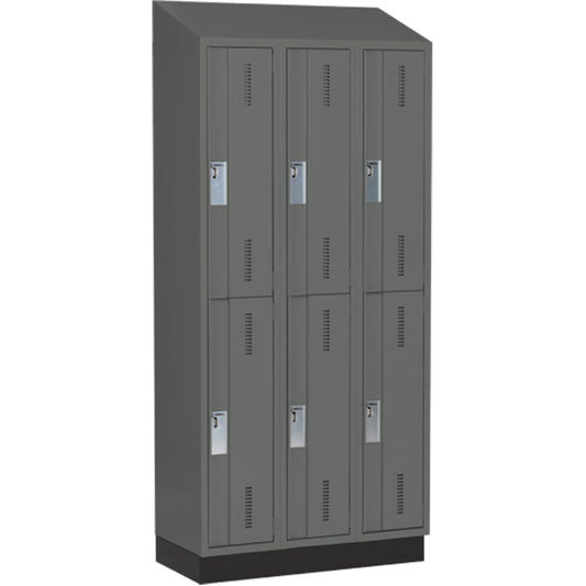 Concorde™ Heavy-Duty Lockers, 2 -tier, Bank of 3, 36" x 18" x 82", Steel, Charcoal, Welded (Assembled)