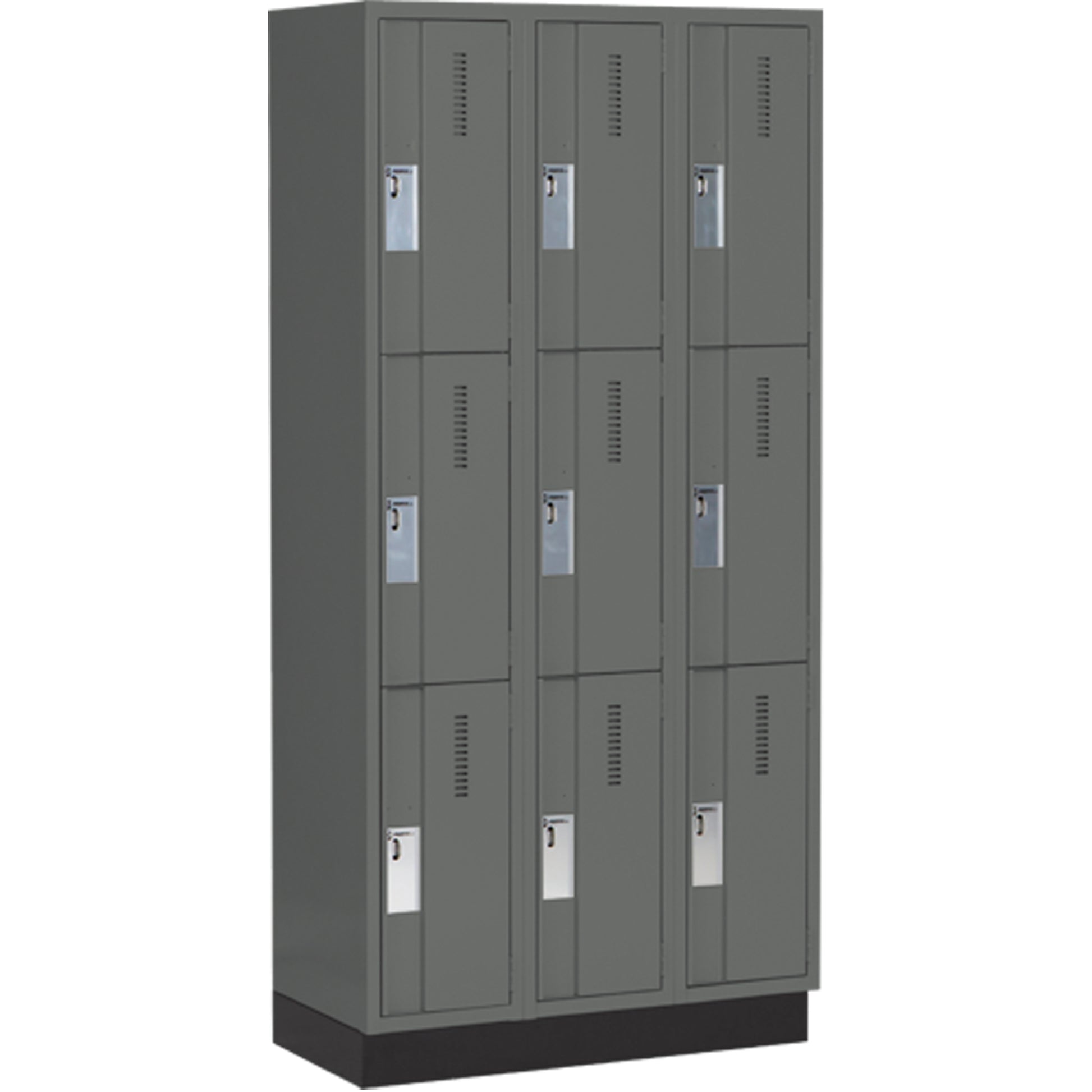 Concorde™ Heavy-Duty Lockers, 3 -tier, Bank of 3, 36" x 18" x 76", Steel, Charcoal, Welded (Assembled)