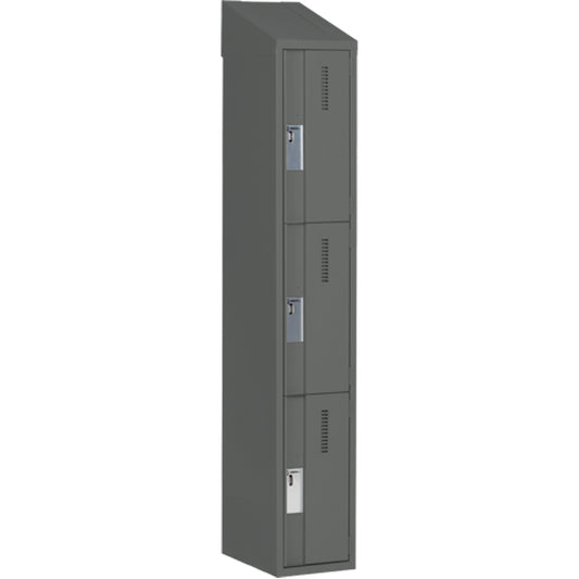 Concorde™ Heavy-Duty Lockers, 3 -tier, 12" x 18" x 78", Steel, Charcoal, Welded (Assembled)