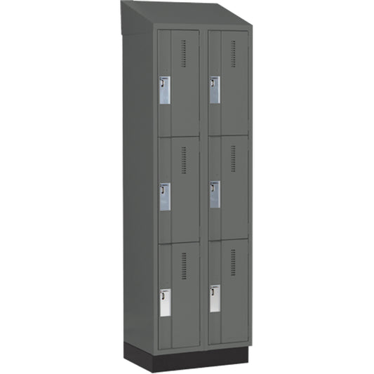 Concorde™ Heavy-Duty Lockers, 3 -tier, Bank of 2, 24" x 18" x 82", Steel, Charcoal, Welded (Assembled)