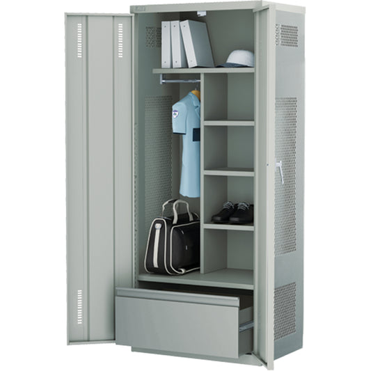 Deluxe Gear Locker, Steel, 36" W x 24" D x 72" H, Grey