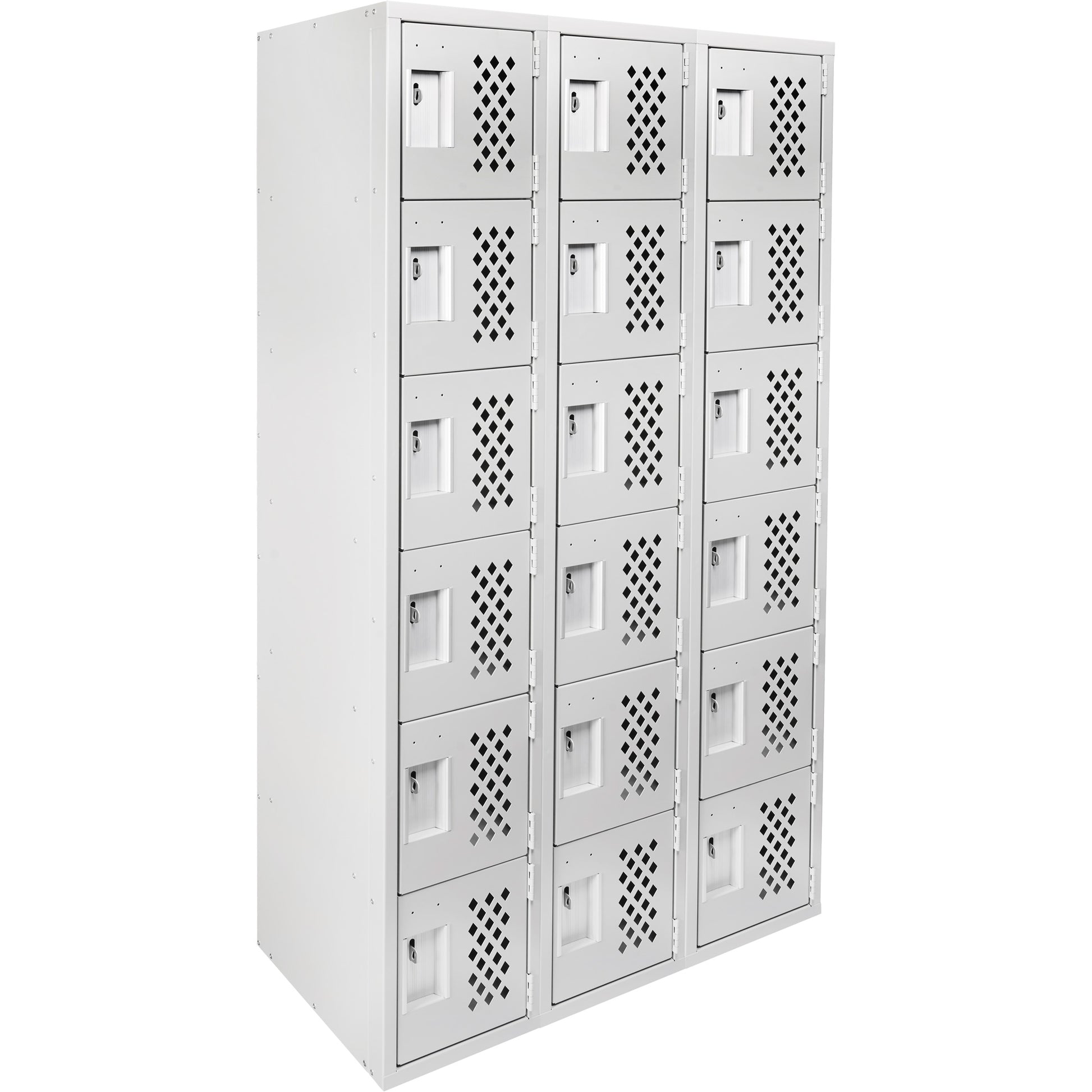 Clean Line™ Lockerettes, 6 -tier, Bank of 3, 18" x 72" x 12", Steel