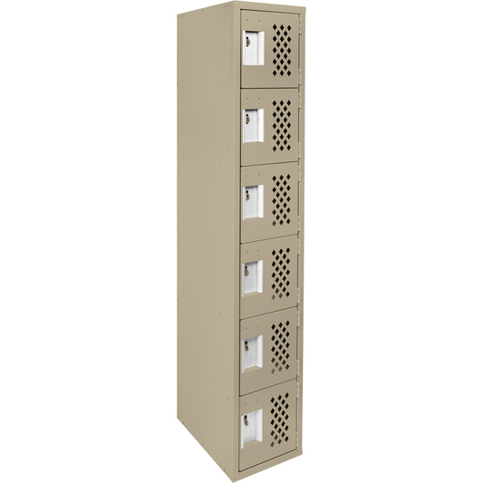 Clean-Line Perforated Lockerette, 6 -tier, 15" x 72" x 12", Steel