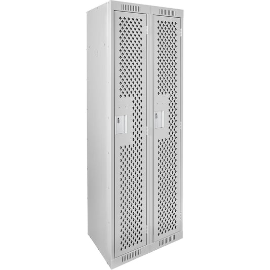 Clean Line™ Lockers, Bank of 2, 24" x 12" x 72", Steel, Grey, Rivet (Assembled), Perforated