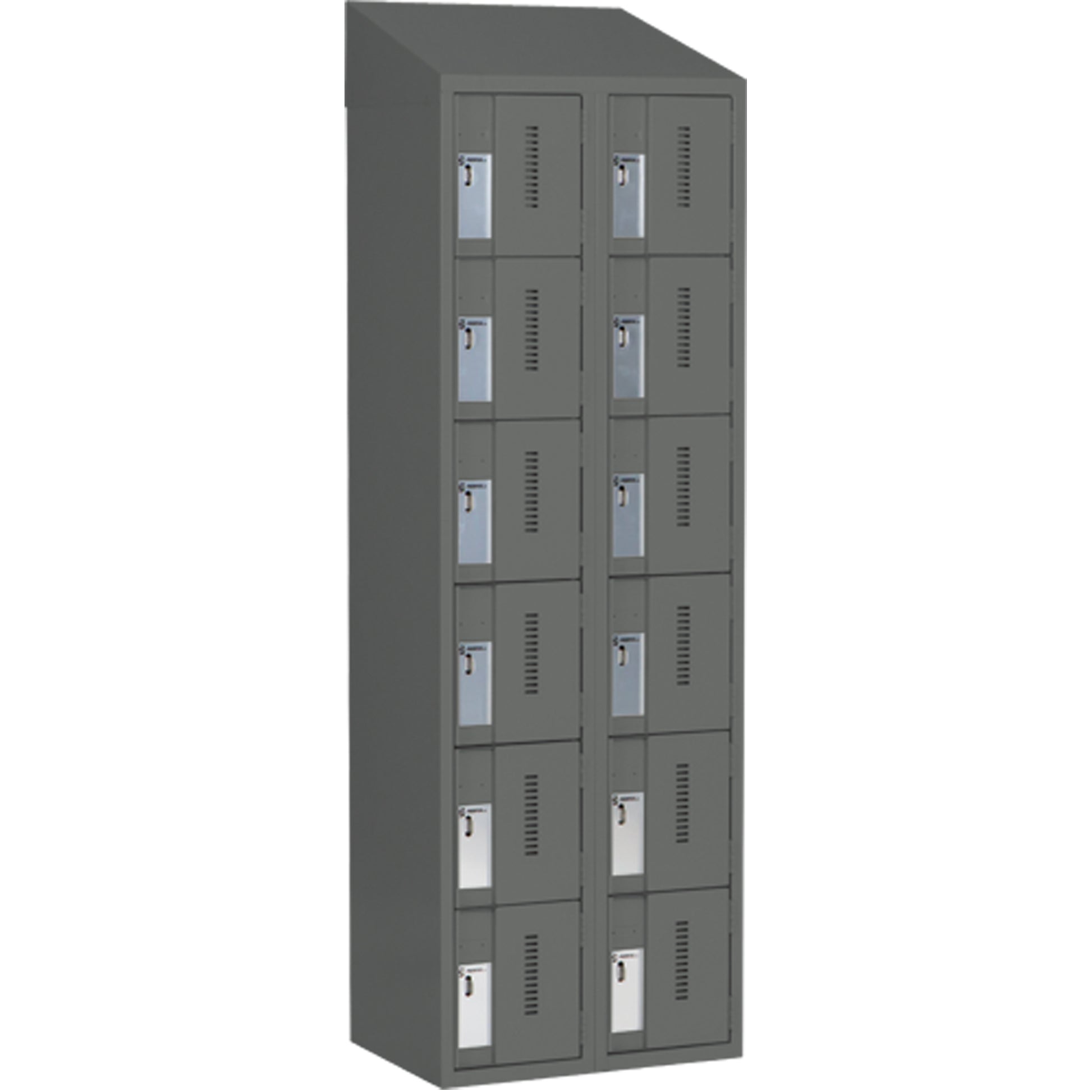 Concorde™ Heavy-Duty Lockers, 6 -tier, Bank of 2, 24" x 18" x 78", Steel, Charcoal, Welded (Assembled)
