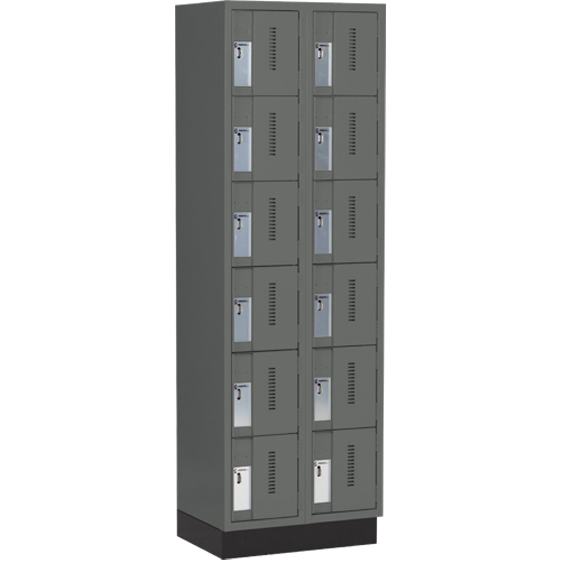 Concorde™ Heavy-Duty Lockers, 6 -tier, Bank of 2, 24" x 18" x 76", Steel, Charcoal, Welded (Assembled)